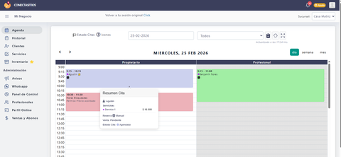 Vista de Agenda